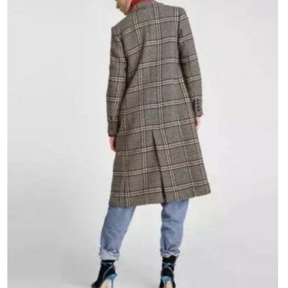 NWT ZARA LONG OVERSIZED CHECK MASCULINE DOUBLE-BREASTED COAT - Picture 5 of 11